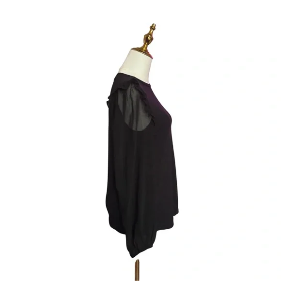 Elegant Black Ruffle Sleeve Blouse - Picture 2 of 7